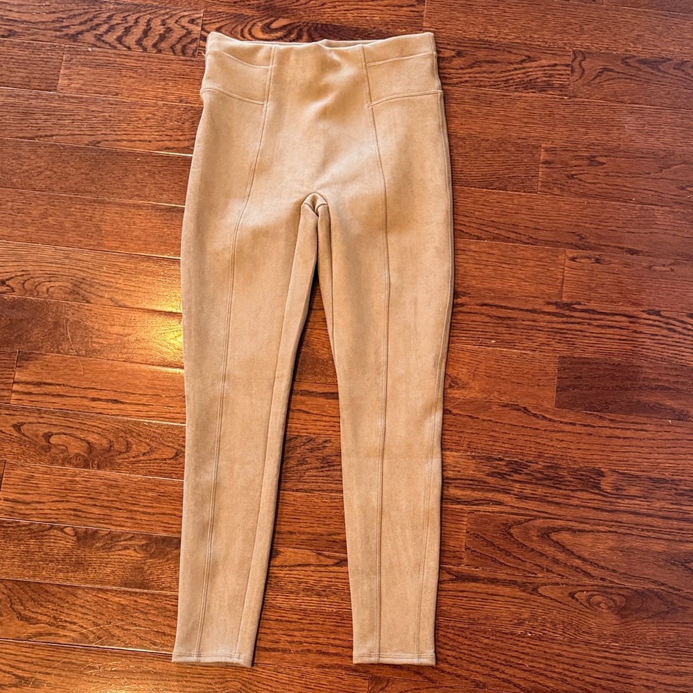 Women’s brown suede Spanx Stylish High-Waisted Leggings size medium